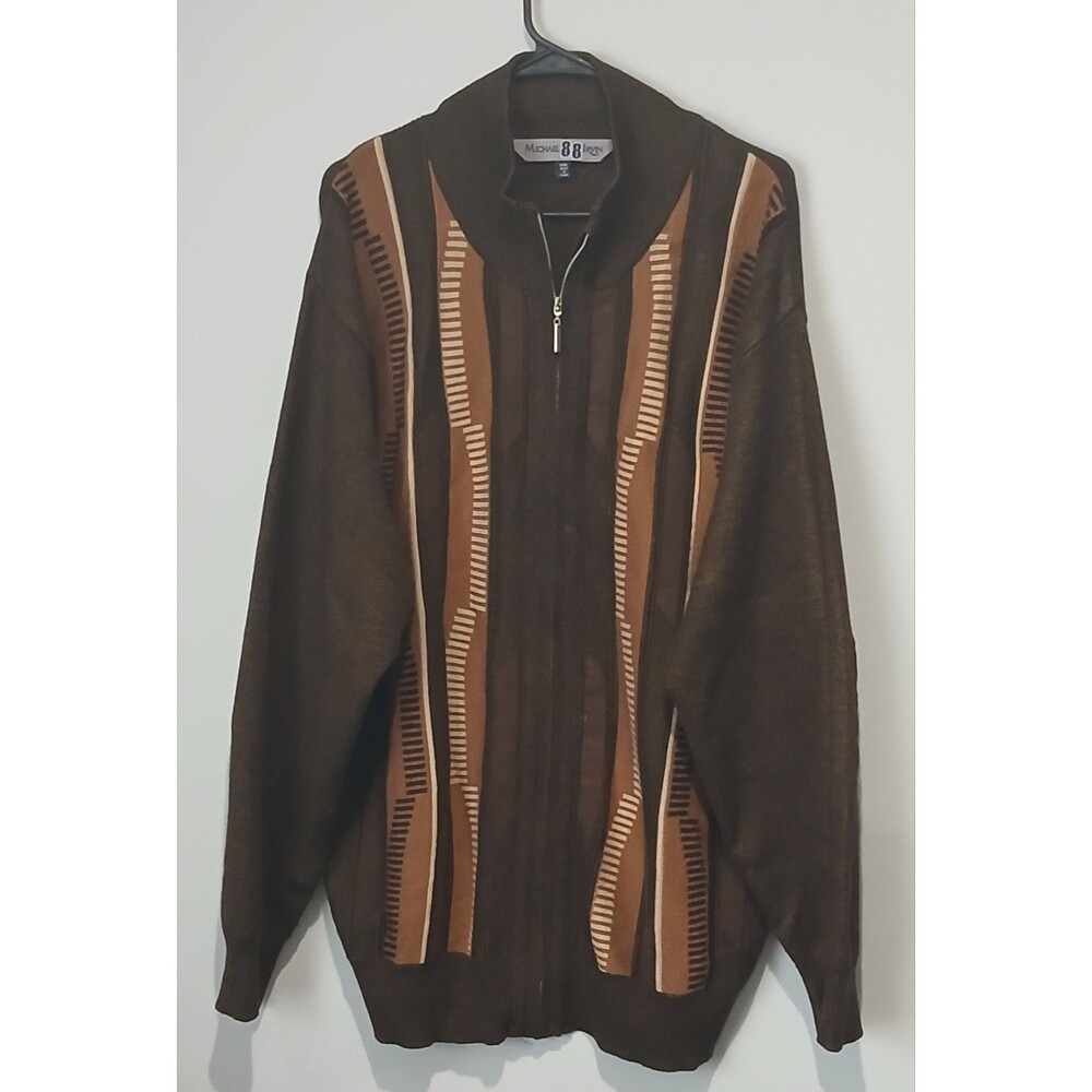 Michael Irvin #88 Former NFL Dallas Cowboys. Zip-Up Sweater. Brown. Men Size 2XL